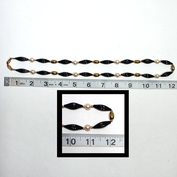 Older Napier Black Gold & Imitation Pearl Fashion Necklace - Picture 7 of 8